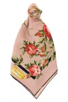Dolce & Gabbana Women Multicolor Silk Square Scarf With All-over Floral Motif And Logo On The Front In Orange