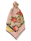 Dolce & Gabbana Women Multicolor Silk Square Scarf With All-over Floral Motif And Logo On The Front In Pink