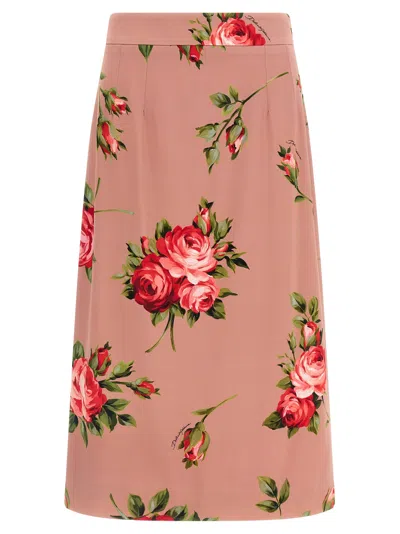Dolce & Gabbana 'bouquet Rose' Skirt In Brown