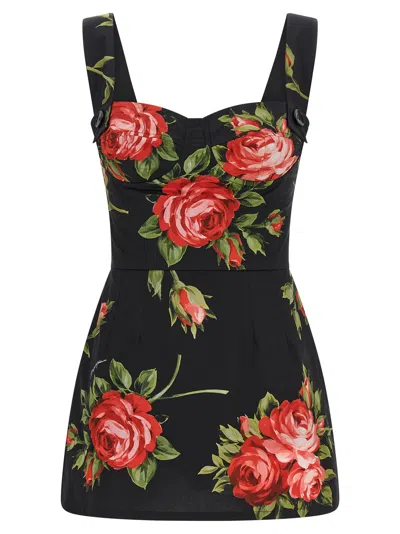 Dolce & Gabbana Bouquet Rose Top In Black