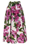 Dolce & Gabbana Womens Peonie Fuxia F.bco Floral-print Cotton Midi Skirt