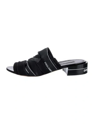 Pre-owned Dolce & Gabbana Bow Accents Slides In Black
