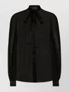 Dolce & Gabbana Bow Collar Silk Chiffon Top In Black