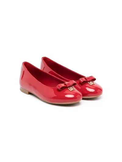 Dolce & Gabbana Kids' Bow-detail Ballerina Shoes In Red