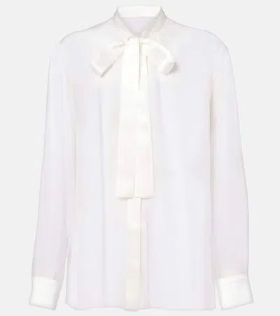 DOLCE & GABBANA BOW-DETAIL SILK CHIFFON SHIRT