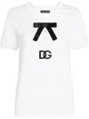 Dolce & Gabbana White T-shirt With Bow On The Front And Dg Logo In White