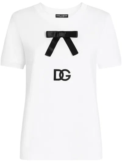 DOLCE & GABBANA BOW-DETAIL T-SHIRT