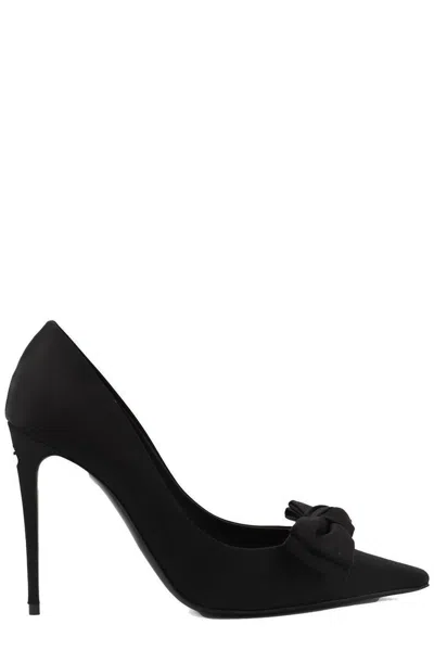 Dolce & Gabbana Bow Detailed Satin Pumps In Black