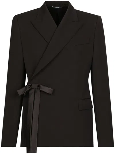 Dolce & Gabbana Double-breasted Wool Jacket In Black
