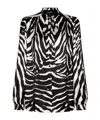 Dolce & Gabbana Slim Fit Zebra Printed Silk Crepe Shirt In Black