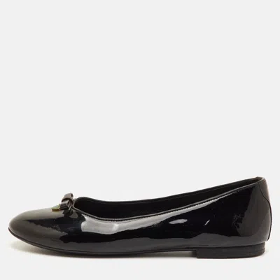 Pre-owned Dolce & Gabbana Bow Size 38 Black Patent Leather Ballet Flats