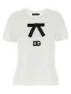 Dolce & Gabbana White T-shirt With Bow On The Front And Dg Logo