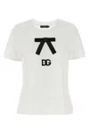 Dolce & Gabbana White T-shirt With Bow On The Front And Dg Logo