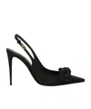 Dolce & Gabbana Mun 105 Satin Slingback Pumps With Bow In Black