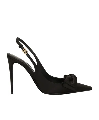 DOLCE & GABBANA DOLCE  GABBANA BOW DETAILED SATIN SLINGBACKS