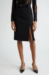 DOLCE & GABBANA BOW WAIST WOOL BLEND PENCIL SKIRT