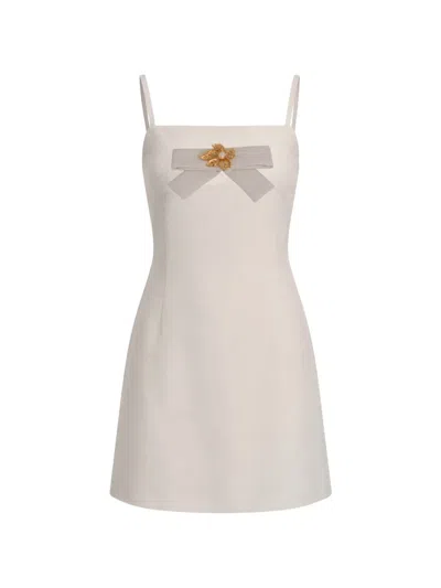 Dolce & Gabbana Bow-detail A-line Mini Dress In Neutral