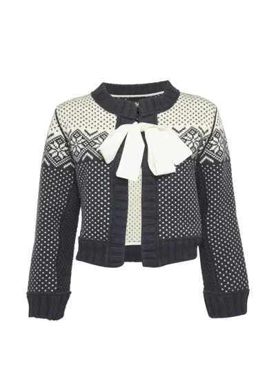 Pre-owned Dolce & Gabbana Bow-detail Cropped Cardigan In Blue