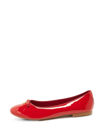 Pre-owned Dolce & Gabbana Bow-detail Heart-charm Ballet Flats In Red