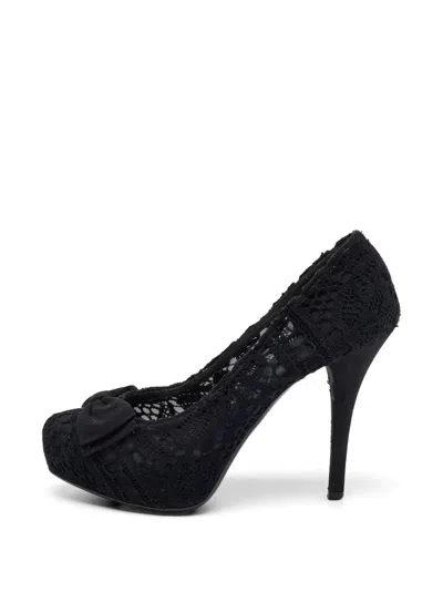 Pre-owned Dolce & Gabbana Bow-detail Heeled Pumps In Black