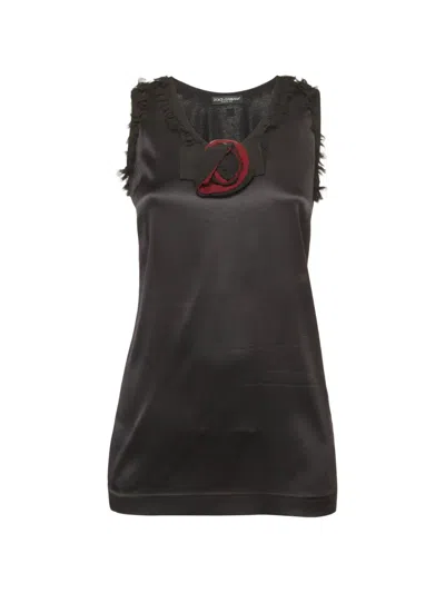 Pre-owned Dolce & Gabbana Bow-detail Sleeveless Top In Black