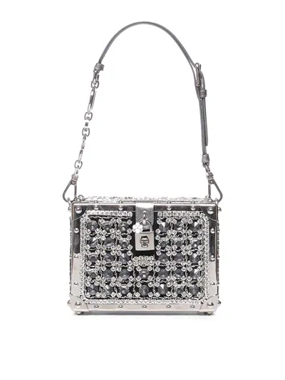Dolce & Gabbana Box Bag In Jacquard Fabric In Gray