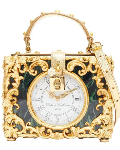 Dolce & Gabbana Box Orologio Barocco Gold Metal Marble Resin Vanity Bag  (authentic Pre-loved)