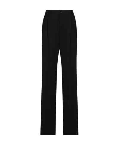 Dolce & Gabbana Box-pleat High-waisted Trousers In Black