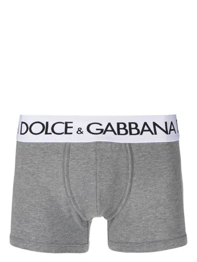 Dolce & Gabbana Boxer Con Logo In Gray