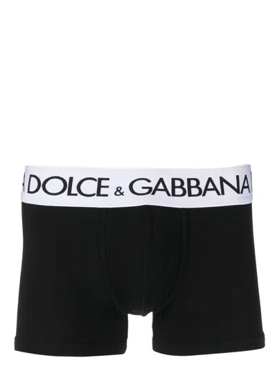Dolce & Gabbana Boxer In Cotone Elasticizzato Nero Dolce E Gabbana In Black