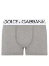 Dolce & Gabbana Grey Boxer Briefs With Branded Waistband In Stretch Cotton