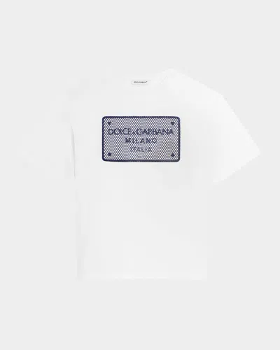 Dolce & Gabbana Kids' Boy's Branded Plaque Graphic T-shirt In White