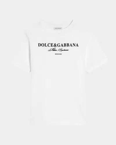 Dolce & Gabbana Kids' Boy's Contrast Logo-print T-shirt In White