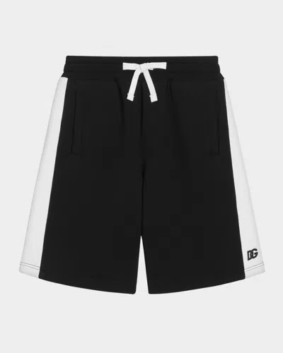 DOLCE & GABBANA BOY'S DG FLEECE SHORTS WITH SIDE STRIPES