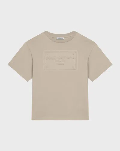 DOLCE & GABBANA BOY'S EMBOSSED LOGO-PRINT T-SHIRT