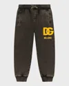 Dolce & Gabbana Boy's Embroidered Interlocked Logo-print Joggers In Green