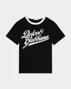 Dolce & Gabbana Boy's Flocked Logo Script Ringer T-shirt In Multi