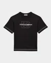 Dolce & Gabbana Boy's Interlocked Stitched Logo-print T-shirt In Nero