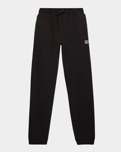 Dolce & Gabbana Kids' Boy's Jersey Sweatpants W/ Interlocked Logo In Nero