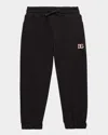 Dolce & Gabbana Boy's Jersey Sweatpants W/ Interlocked Logo In Nero