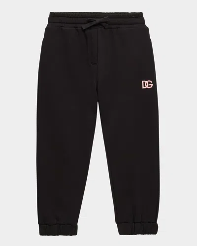 Dolce & Gabbana Kids' Boy's Jersey Sweatpants W/ Interlocked Logo In Nero