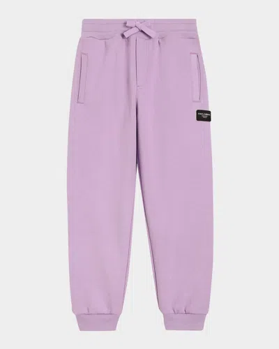 DOLCE & GABBANA BOY'S JOGGERS W/ RUBBER LOGO PATCH