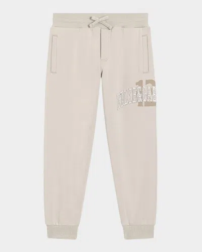Dolce & Gabbana Kids' Boy's Logo Embroidered Jog Pants In Neutral