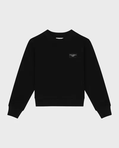 Dolce & Gabbana Kids' Boy's Logo Patch Sweatshirt In Black