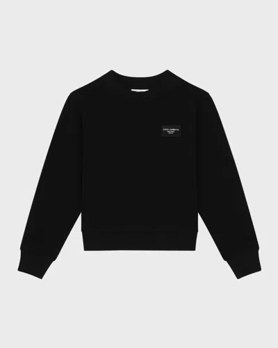 Dolce & Gabbana Kids' Boy's Logo Patch Sweatshirt In Black