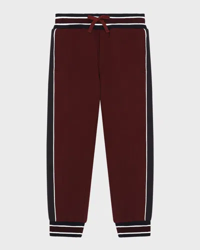 Dolce & Gabbana Kids' Pantaloni Sportivi Con Logo In Bordeaux