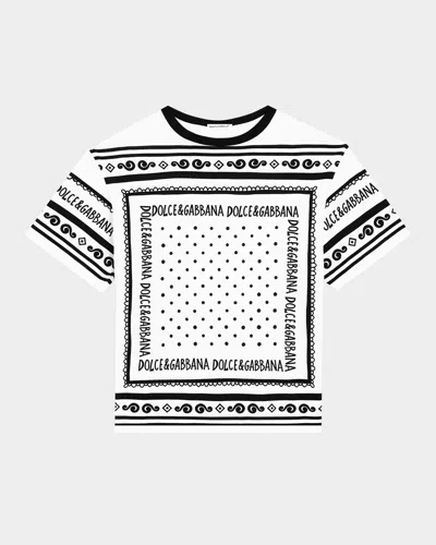 Dolce & Gabbana Kids' Boy's Logo-print Bandana T-shirt In Bandana Blu Fbco
