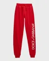 Dolce & Gabbana Kids' Boy's Logo-print Joggers In Nail Red