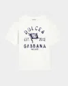 Dolce & Gabbana Boy's Logo-print T-shirt In Bianco