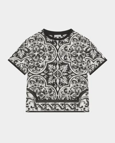 DOLCE & GABBANA BOY'S MAJOLICA-PRINT SHORT-SLEEVE T-SHIRT